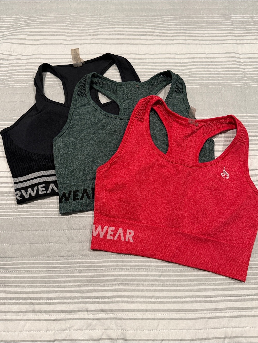 Ryderwear Racerback Sports Bras - Red, Green, Black